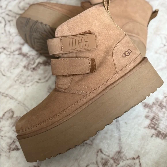 UGG Tan Suede Platform Ankle Boots - Picture 8 of 9